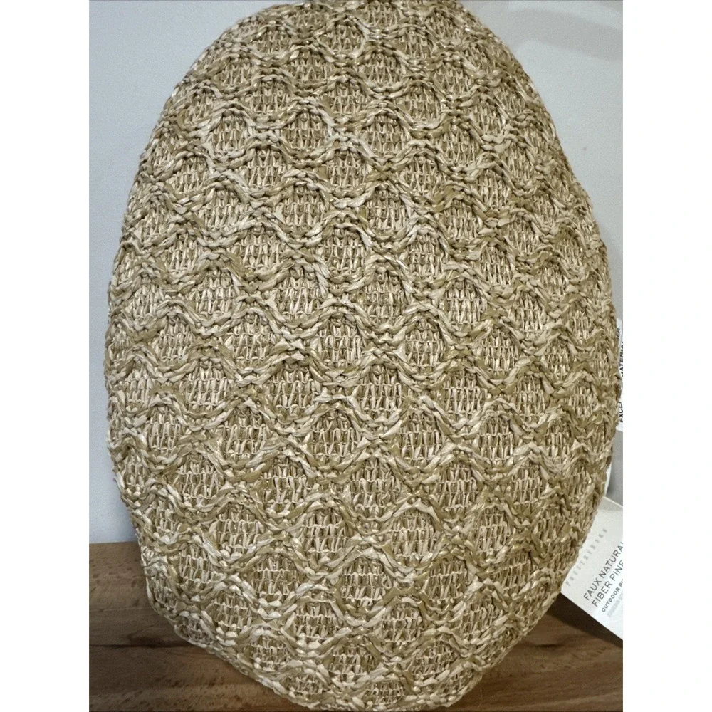 Pottery Barn Natural Fiber Pineapple Shape Throw Pillow Tropical Decor Tiki 20" - Picture 2 of 4